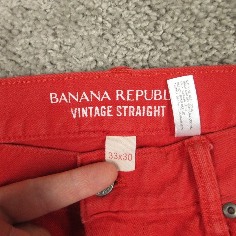 Banana Republic Jeans Mens 33x30 Red Vintage Straight Flex Zip Fly Denim Pants